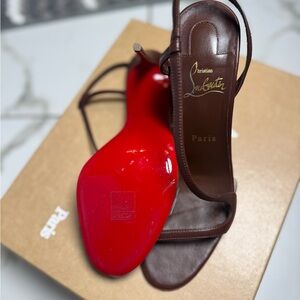 Christian Louboutin Dark Brown Heels with Signature Red Soles